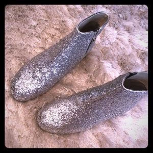 ASOS silver glitter booties